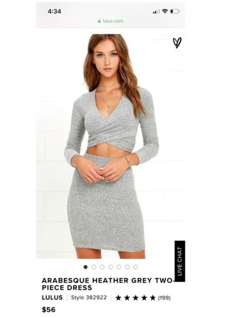 Lulu’s ARABESQUE HEATHER GREY Two Piece Dress Medium